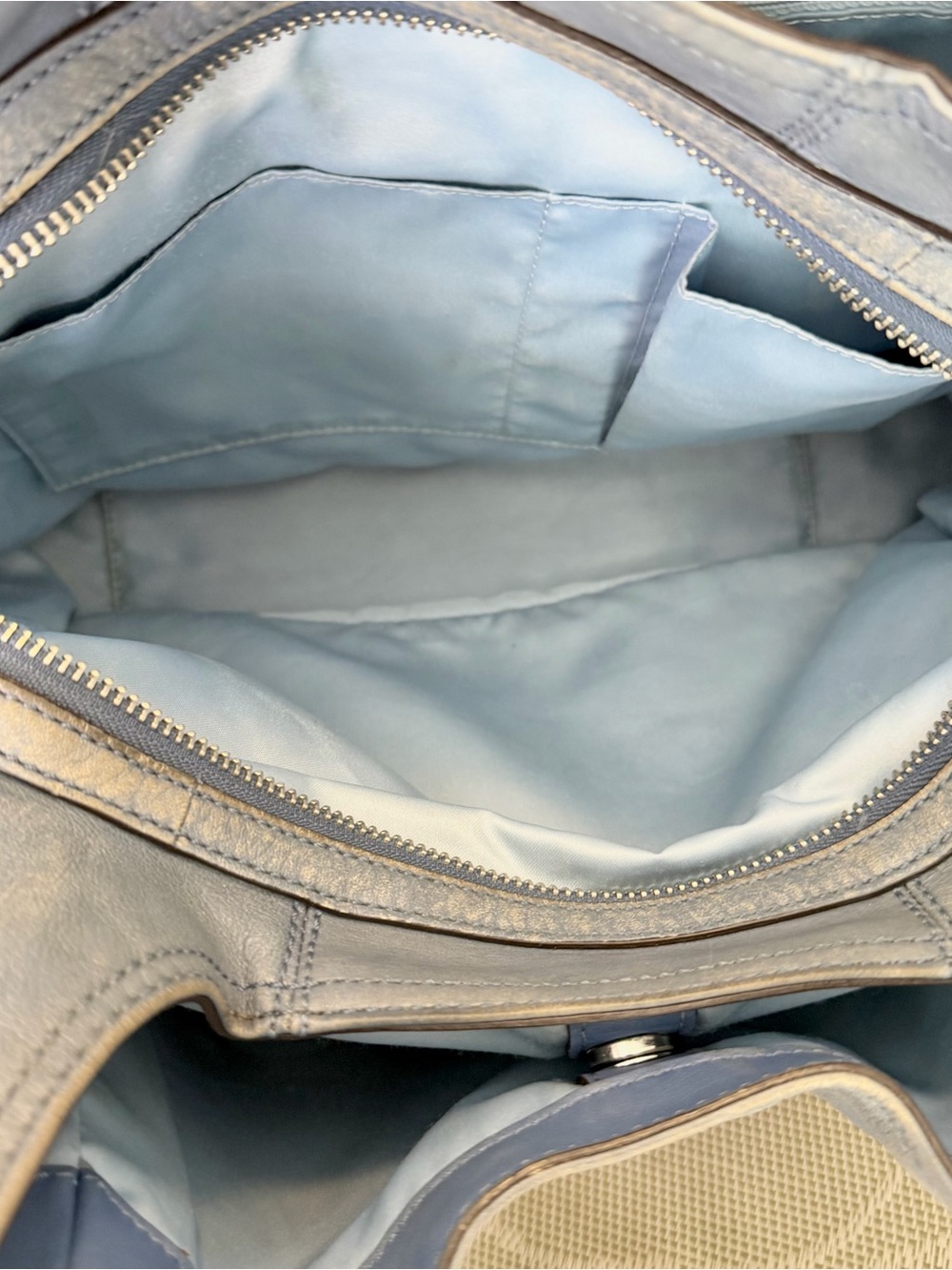 COACH Madison Maggie Denim Blue Loved Leather Hobo Y2K Shoulder Bag Purse 14336 - Picture 14 of 16